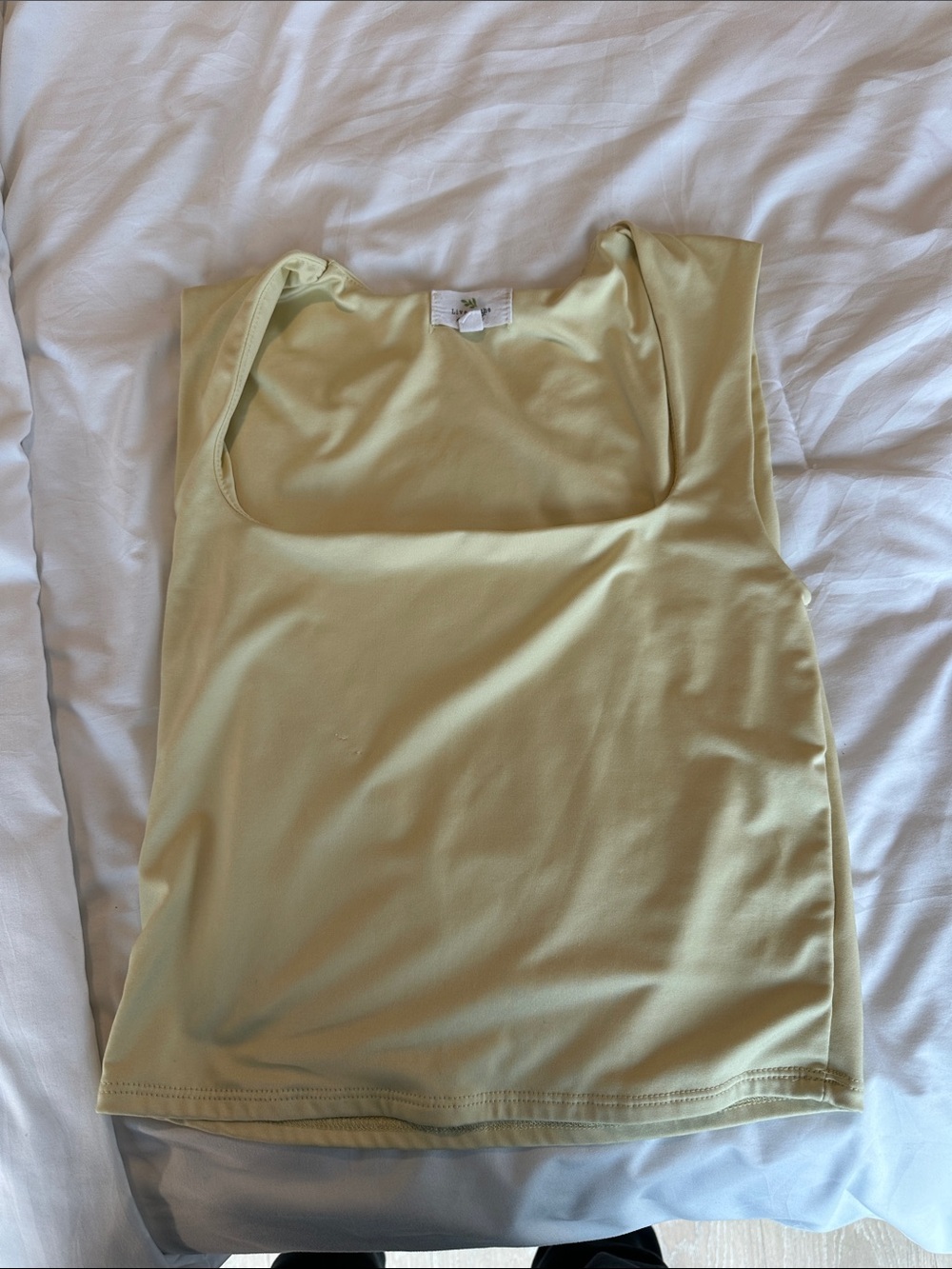 Square Neck Sleeveless Tank Top - Pale Yellow